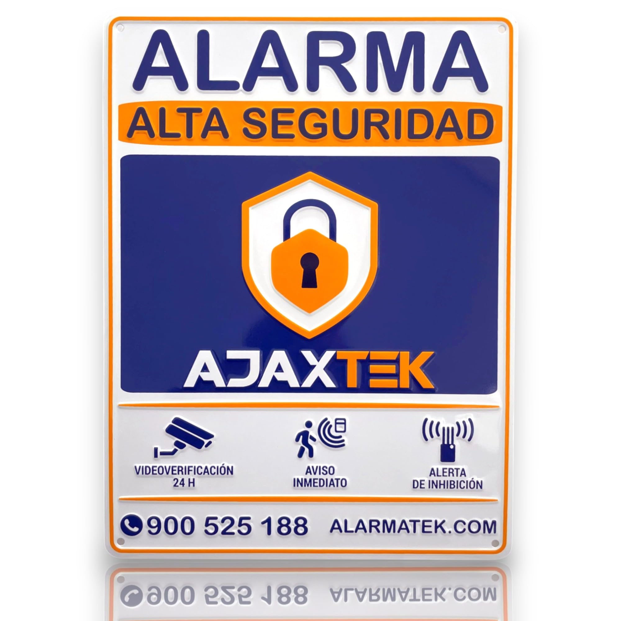Cartel alarma AJAX. ES AUTENTICO. Cartel Zona Videovigilada - Señal Aviso Policia - Carteles Disuasorios - Interior Y Exterior - Placa alarmas videovigilancia 28X21CM