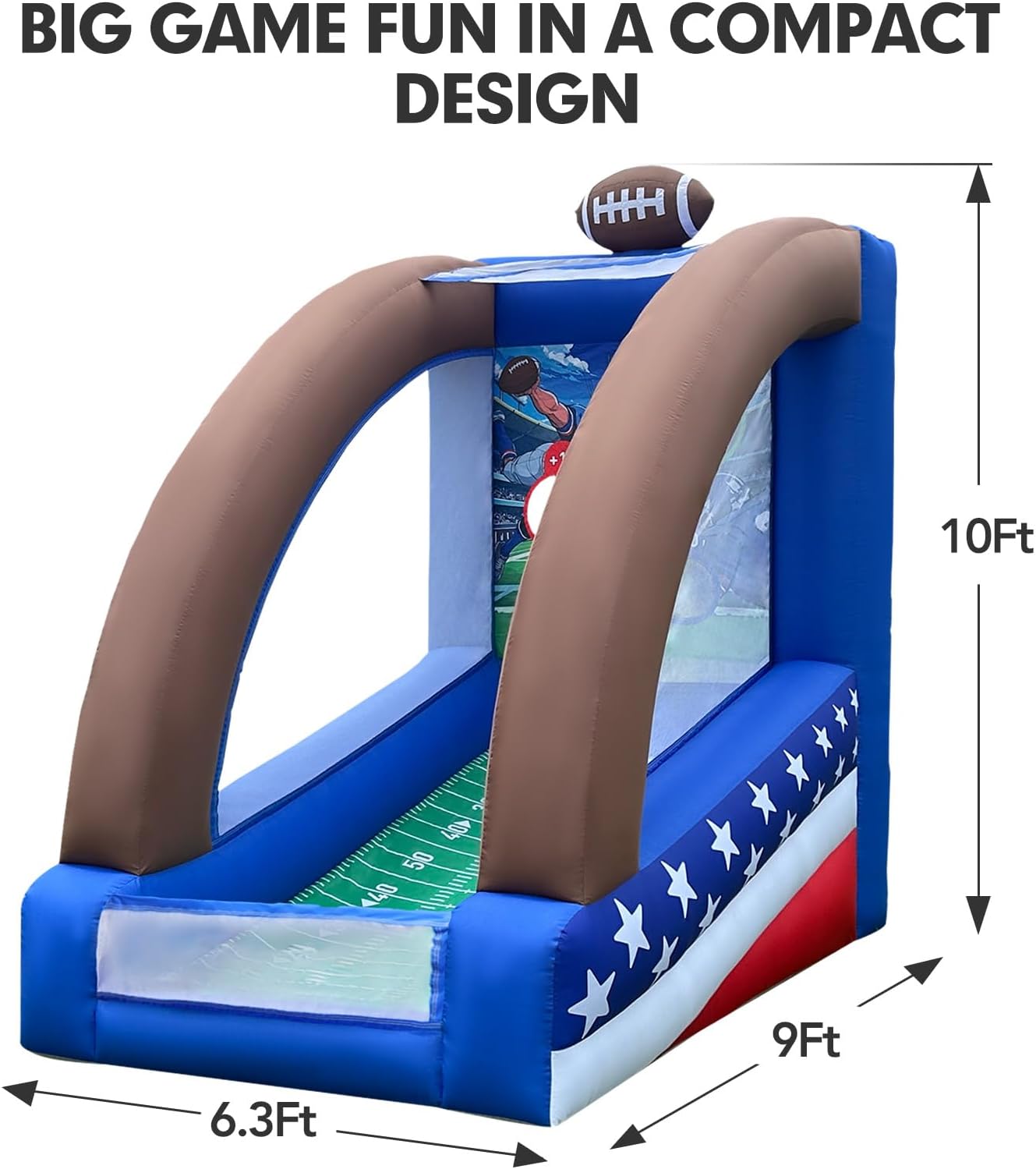 10Ft Inflatable Football Target Toss with Balls, Portable Football Throwing Target for Indoor & Outdoor Sports, Carnivals, Camping, and Family Activities