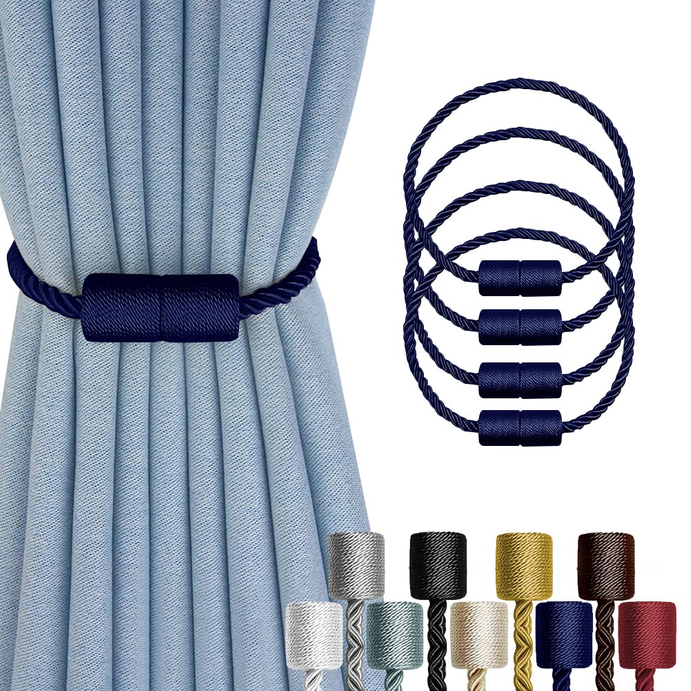 XDerlin 4 Pack Strong Magnetic Curtain Tiebacks Outdoor Decorative Tie Backs Modern Rope Tiebacks Modern Handmade Tie Backs Decorative Curtain