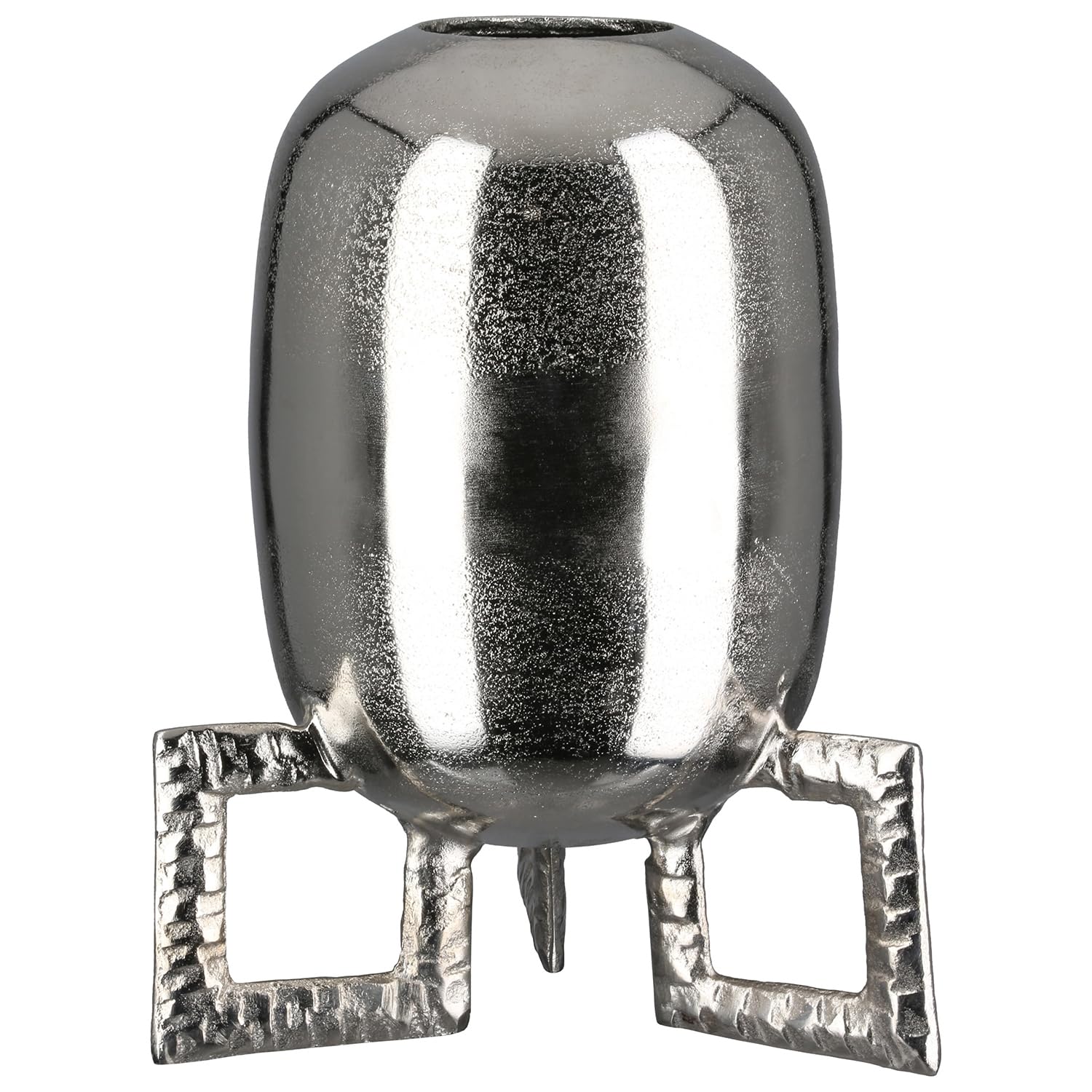 GILDE Rocket Aluminium Vase - Round - Textured - Silver - Height 29 cm x Width 23 cm - Waterproof Flower Vase