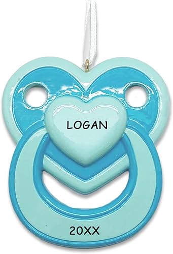 Adorno de Navidad personalizado para bebé (chupete azul)