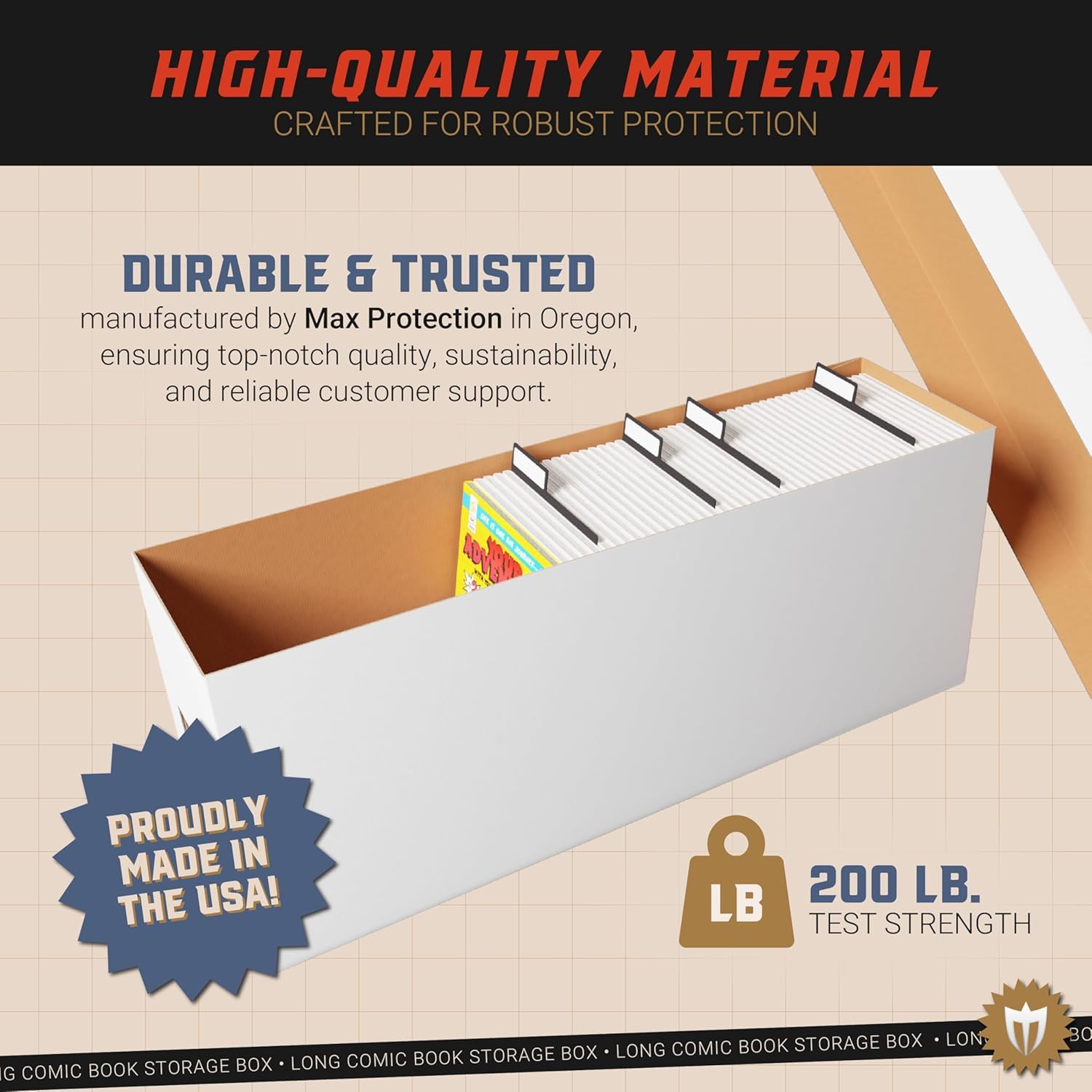 Max Protection Comic Book Storage Box - 2 Count Long Comic Book Boxes with White Corrugated Cardboard - — view 4