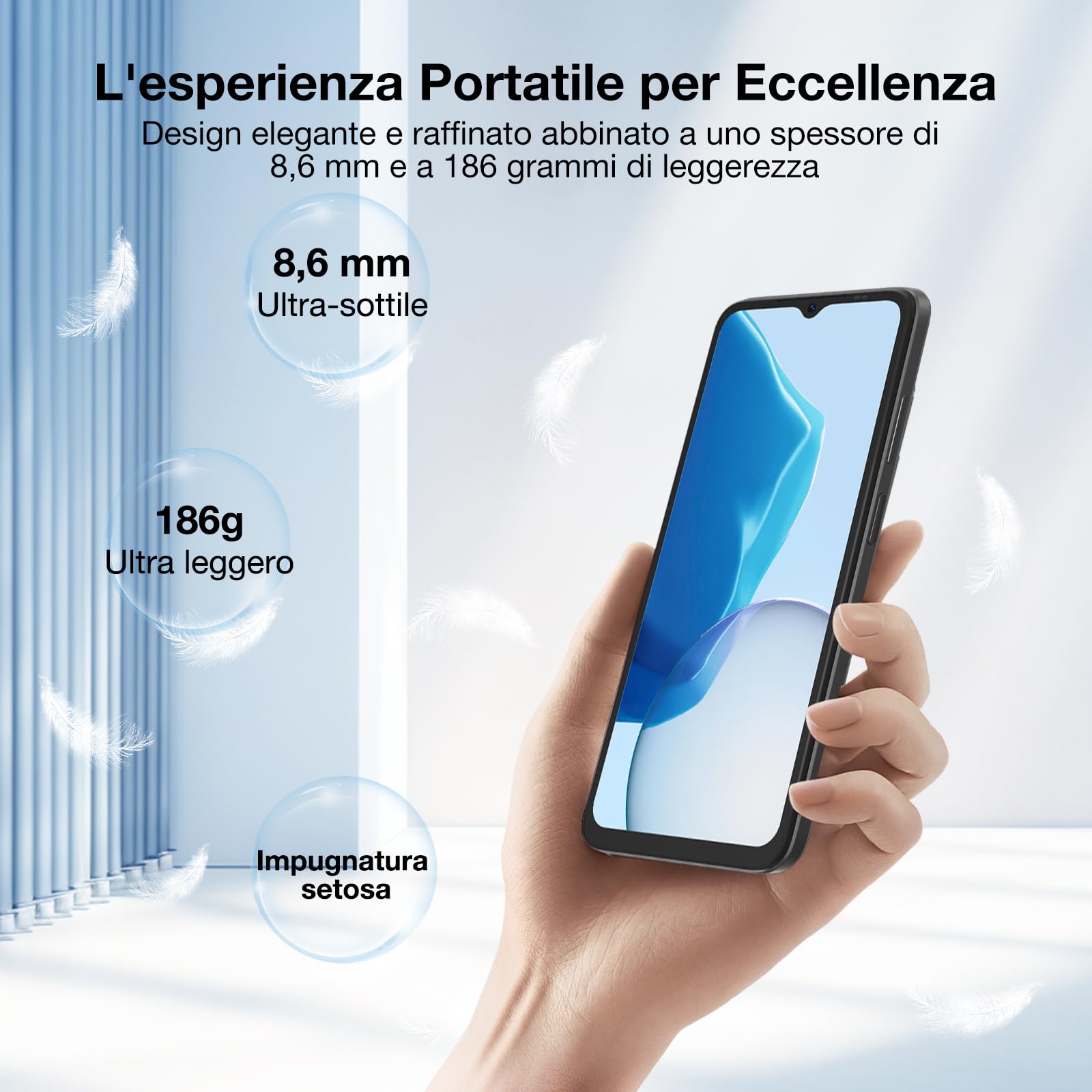 DOOGEE N55 Plus Smartphone, 20GB RAM+128GB ROM, Android 14, 6,56" HD+ 90Hz Telefono, Octa Core, 13MP+8MP Cellulare, 4G Dual SIM, Face ID, 5150mAh, OTG, GPS Smartphone - Nero