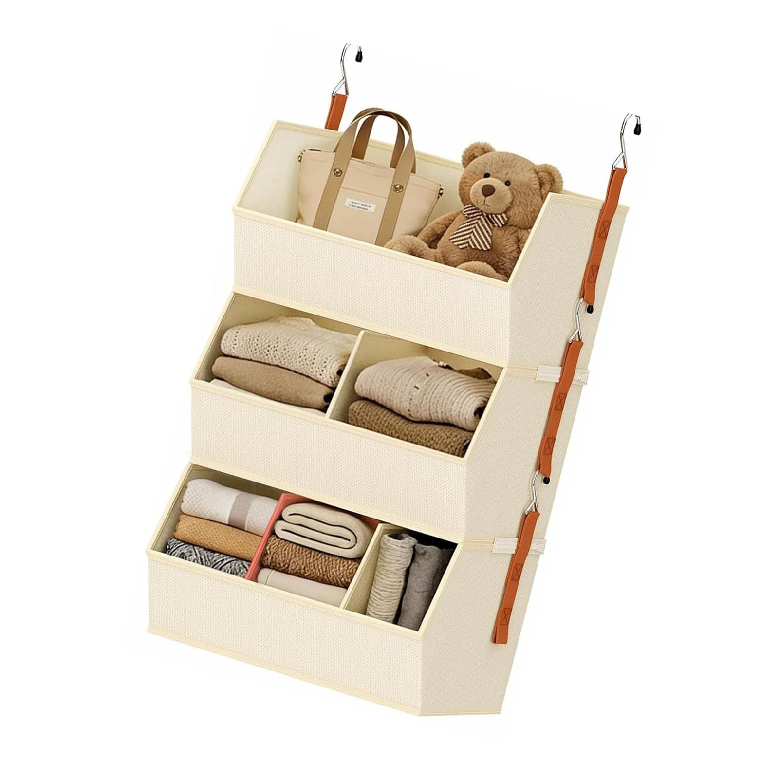 SHINLHUA Hanging Closet Solution Foldable Fabric Shelves Holder for Sweaters Jeans Accessories Hanging Garment Rack