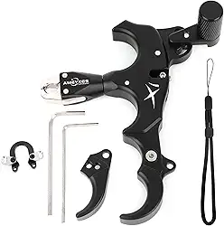 ZSHJGJR Auxílio para liberação de arco e flecha com cabeça rotativa de 360°, 3/4 dedos ajustáveis para canhoto/destro para acessórios de tiro de caça com arco composto