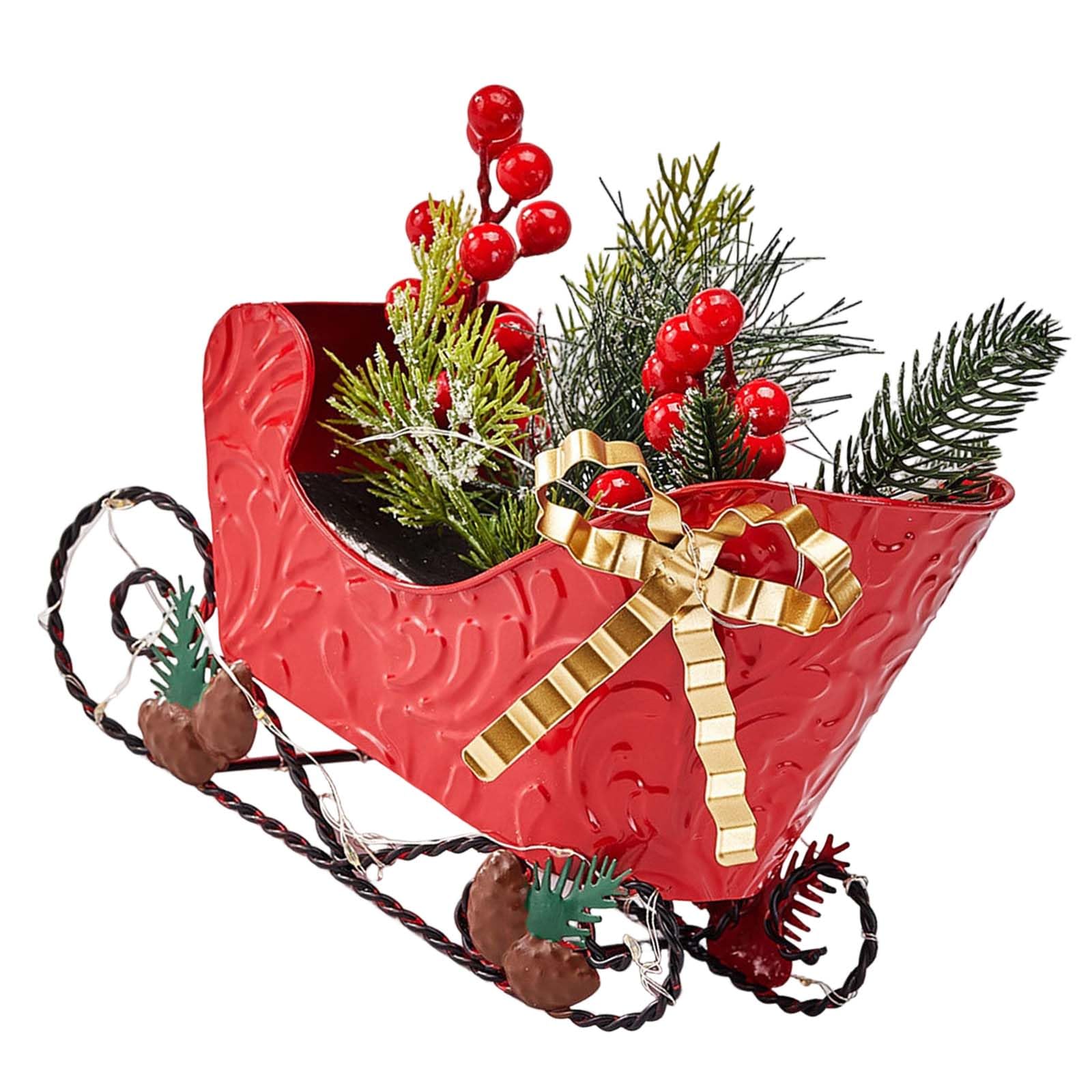 Buxuaaaa Multicolor Festival Iron Sled Decoration With Removable Pvc Components For Christmas Home Party Tabletop Display Commercial Christmas Display