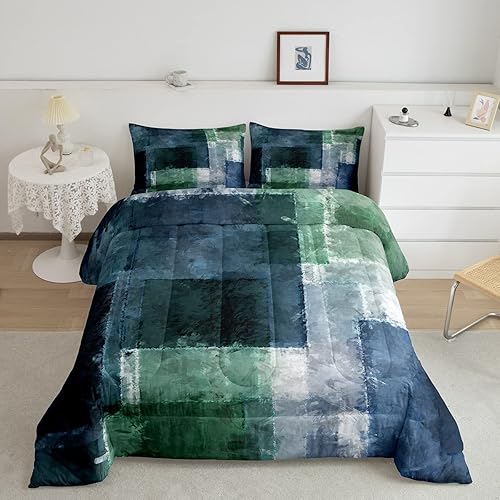 Erosebridal Edredón de color verde degradado, tamaño matrimonial, color turquesa, teñido anudado, acuarela, edredón estético, graffiti, hippie,