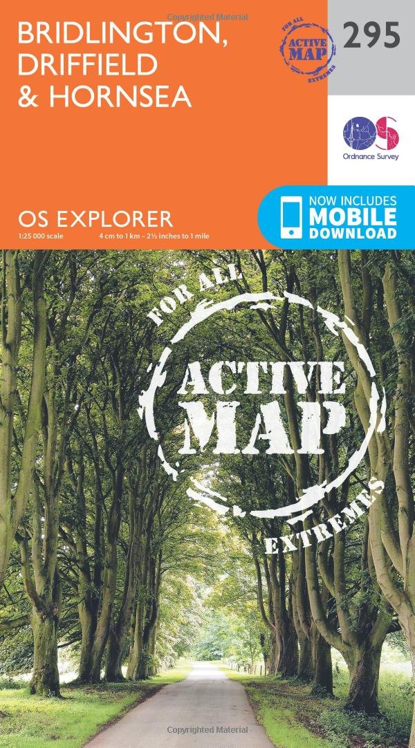 Ordnance Survey Unisex Orange Explorer Active 295 Bridlington, Driffield & Hornsea Map With Digital Version