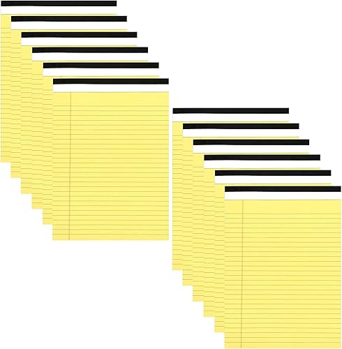 Emraw Almohadillas legales amarillas de 8.5 x 11.75 Paquete de 12 unidades, borde microperforado amarillo canario, con rayas legales, universal, 50