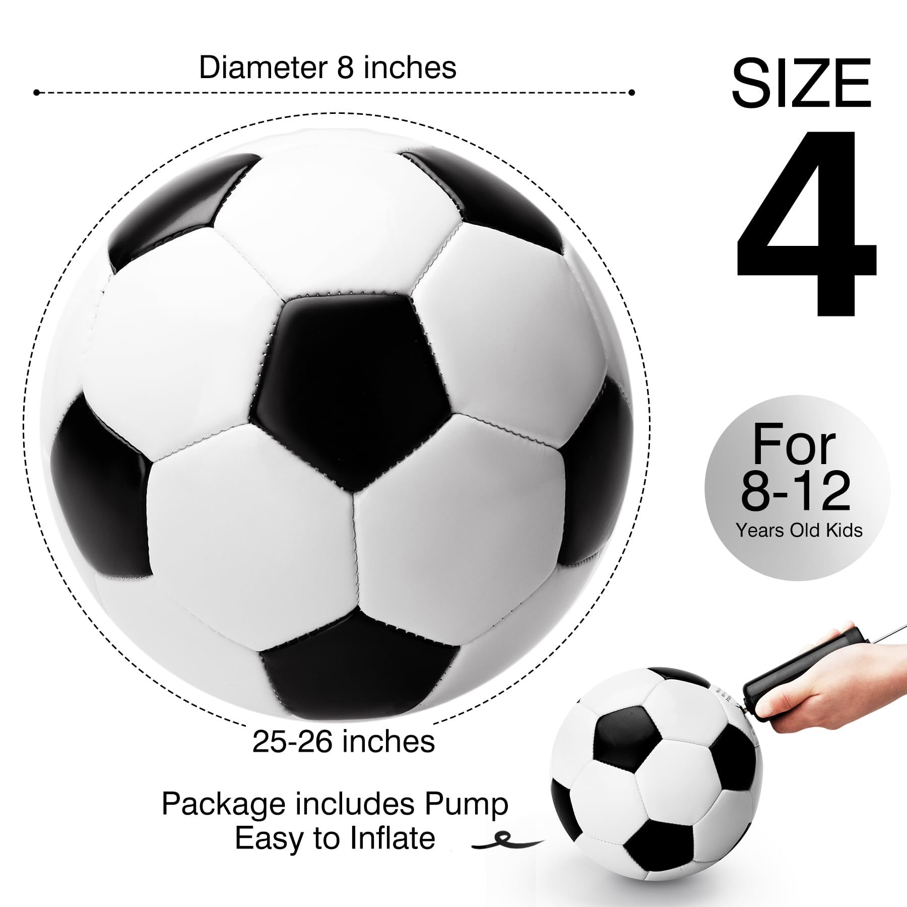 INPODAK Pallone da calcio taglia 4
