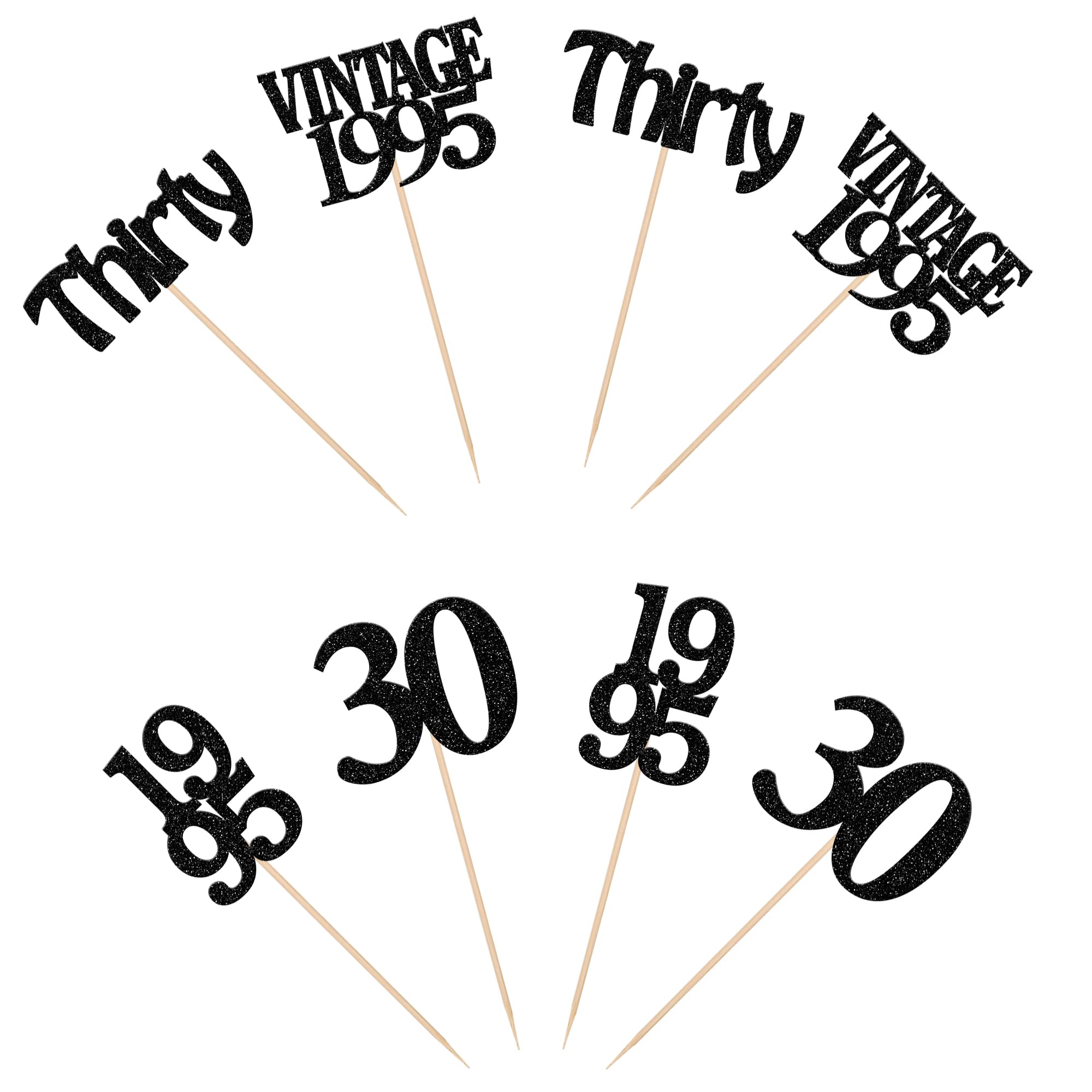 Birthday Cake Decorations 24 PCS Happy 30th Birthday Cupcake Toppers ...