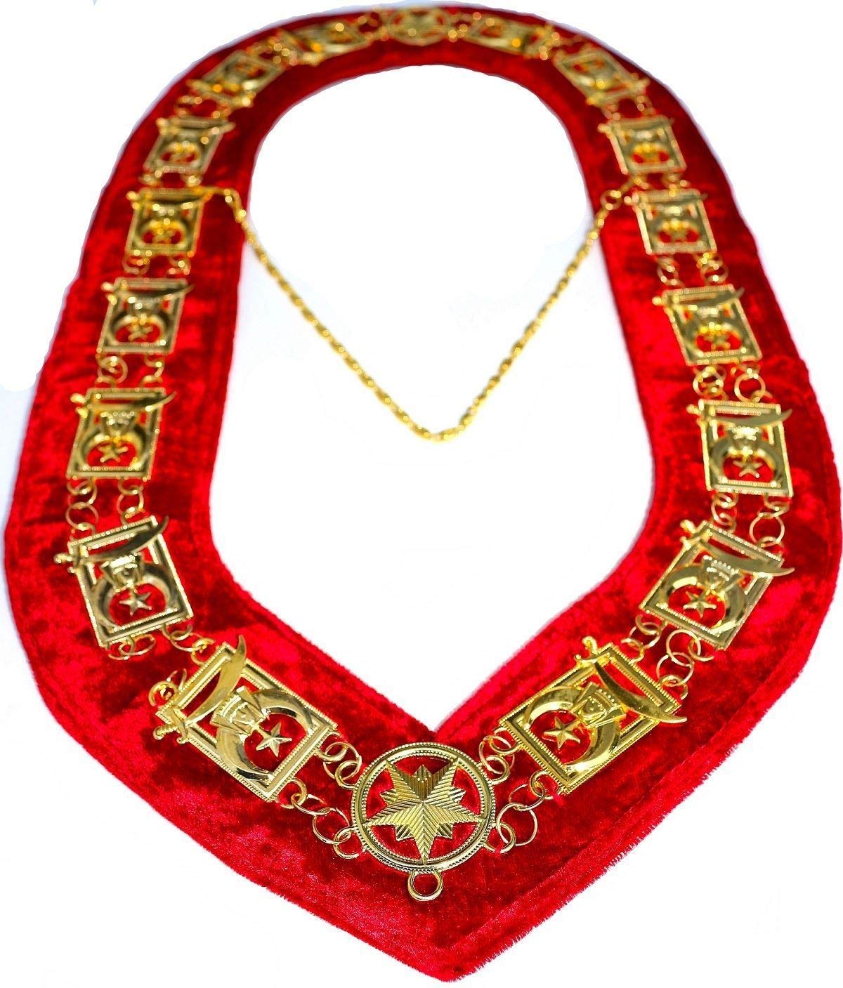 DEURA Masonic Collar Shriners Shriner's GOLD PLATED // RED BACKING DMR-600GR