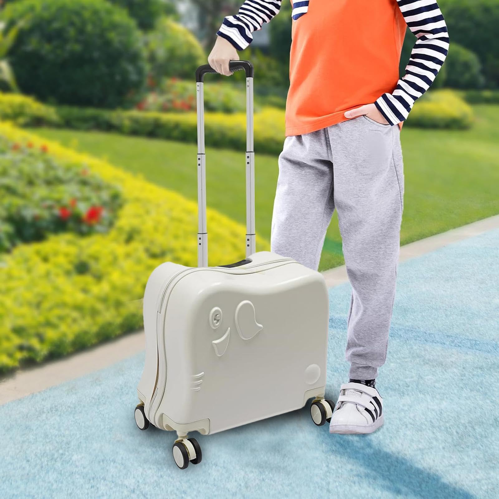 Valigia con ruote – Bagaglio a mano per bambini, spazioso e per bambini | leggero e portatile, per riporre vestiti e articoli da toeletta per le vacanze, organizer con ruote, compatto avventura