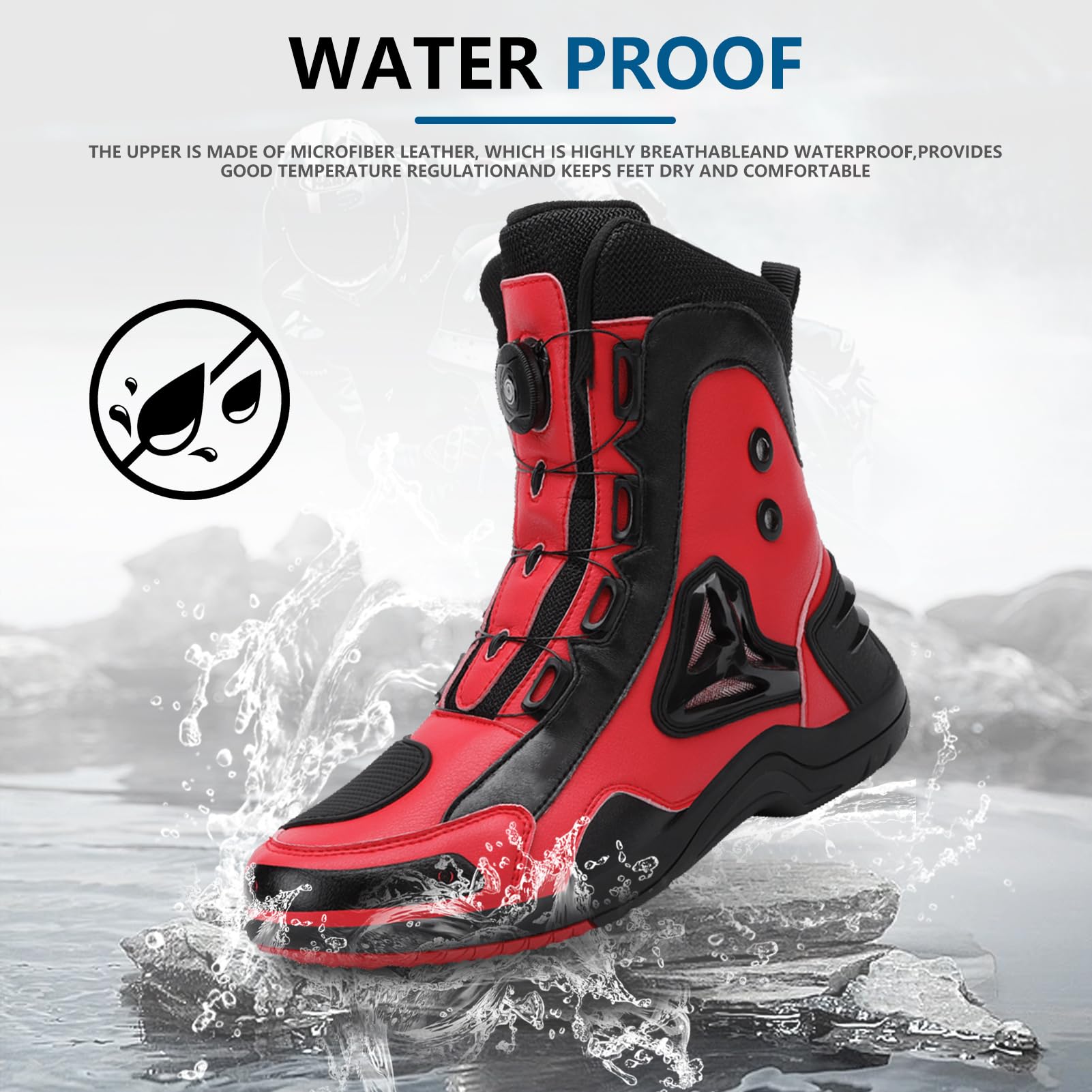Chaussures de Moto pour Homme et Femme, Bottes de Moto Motard en Cuir Respirant avec Maintien de la Cheville, Semelles antidérapantes hydrofuges