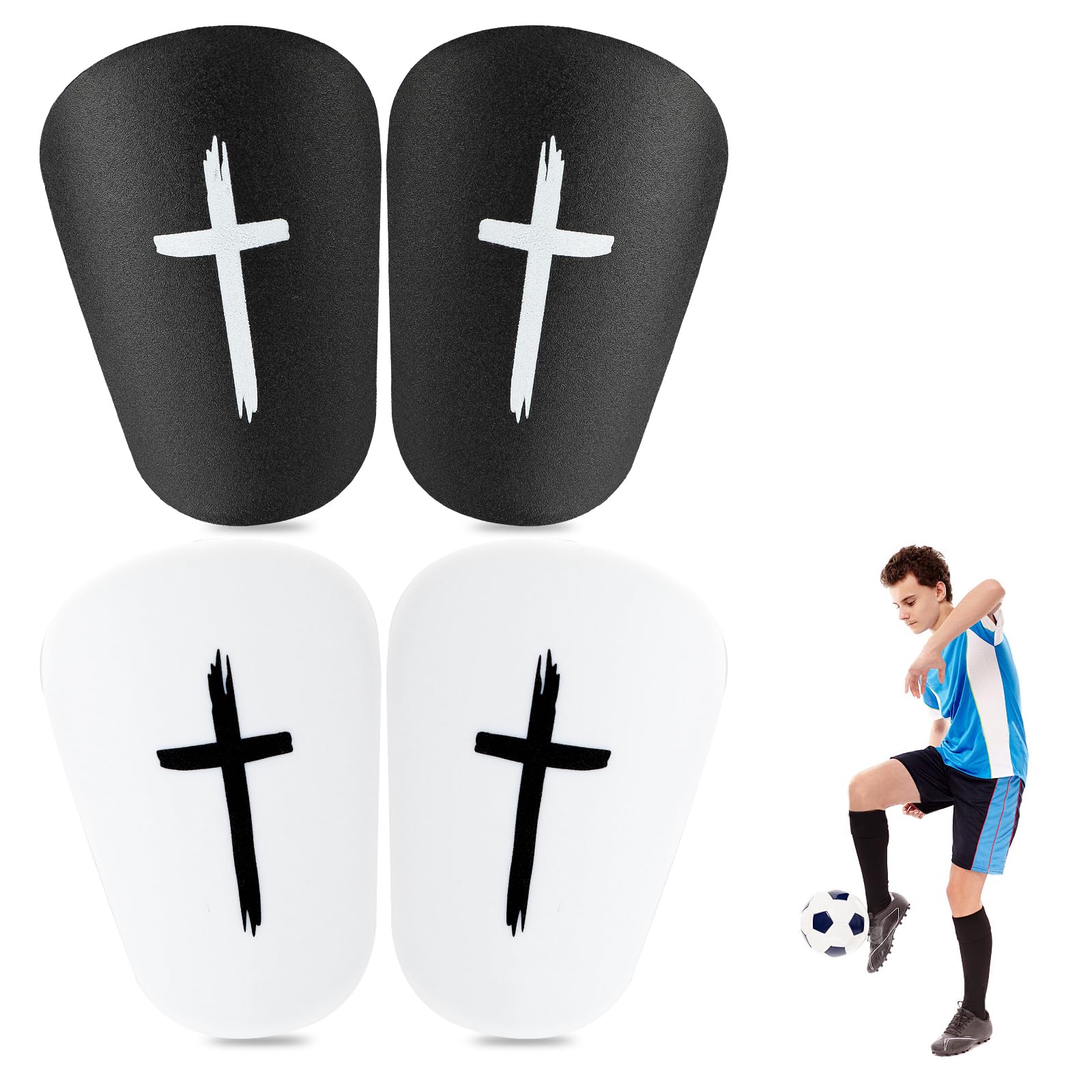 2 Pair Mini Shin Guards Soccer, Black & White Anti-Slip Miniature Shin Guards Small Protective Equipment Football Shin Guards Professional Shin Pads for Teenagers Adults Boys Girls