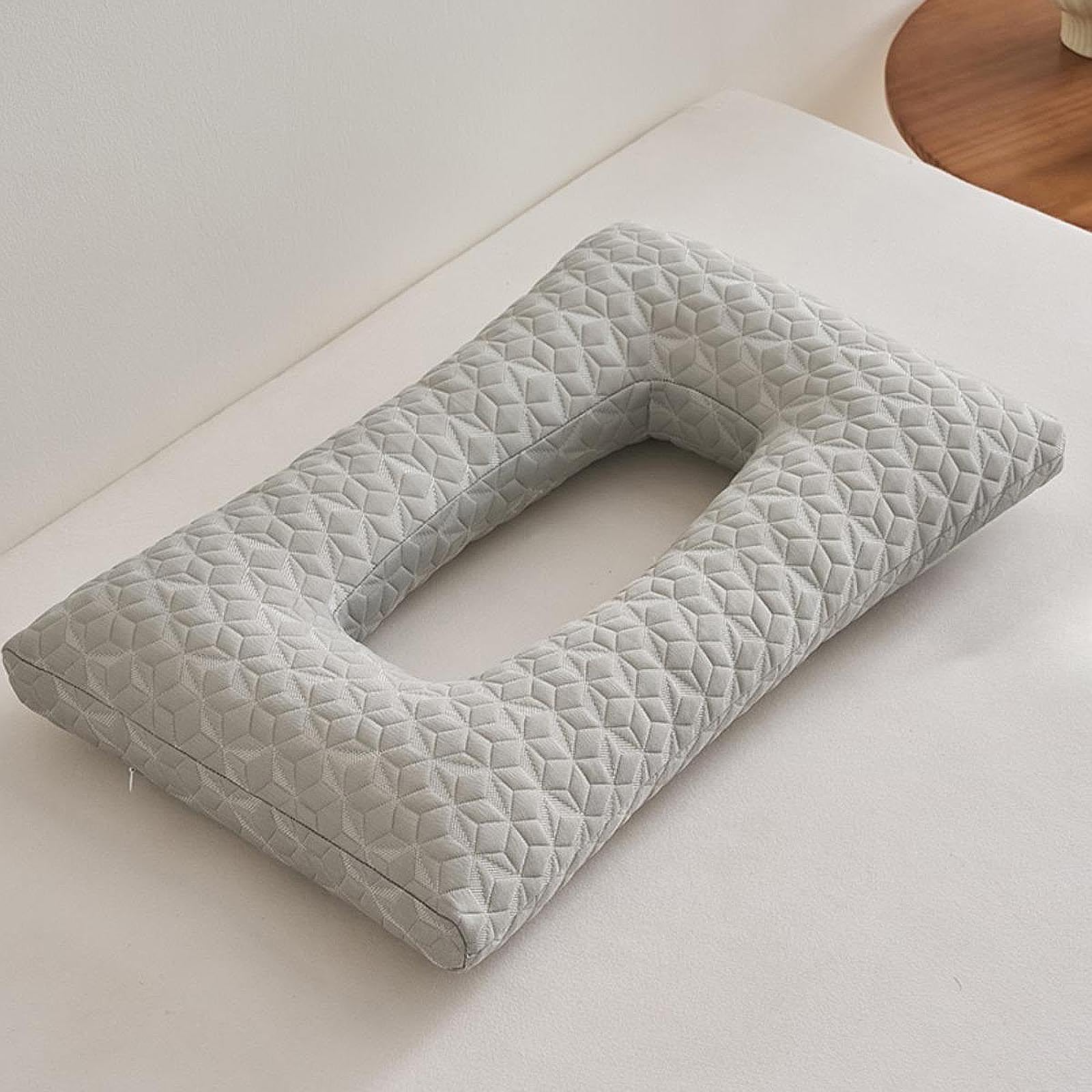 ATORSE Ear Piercing Pillow with Ear Hole for Headphones Wearing Earrings Sleep Gray 3
