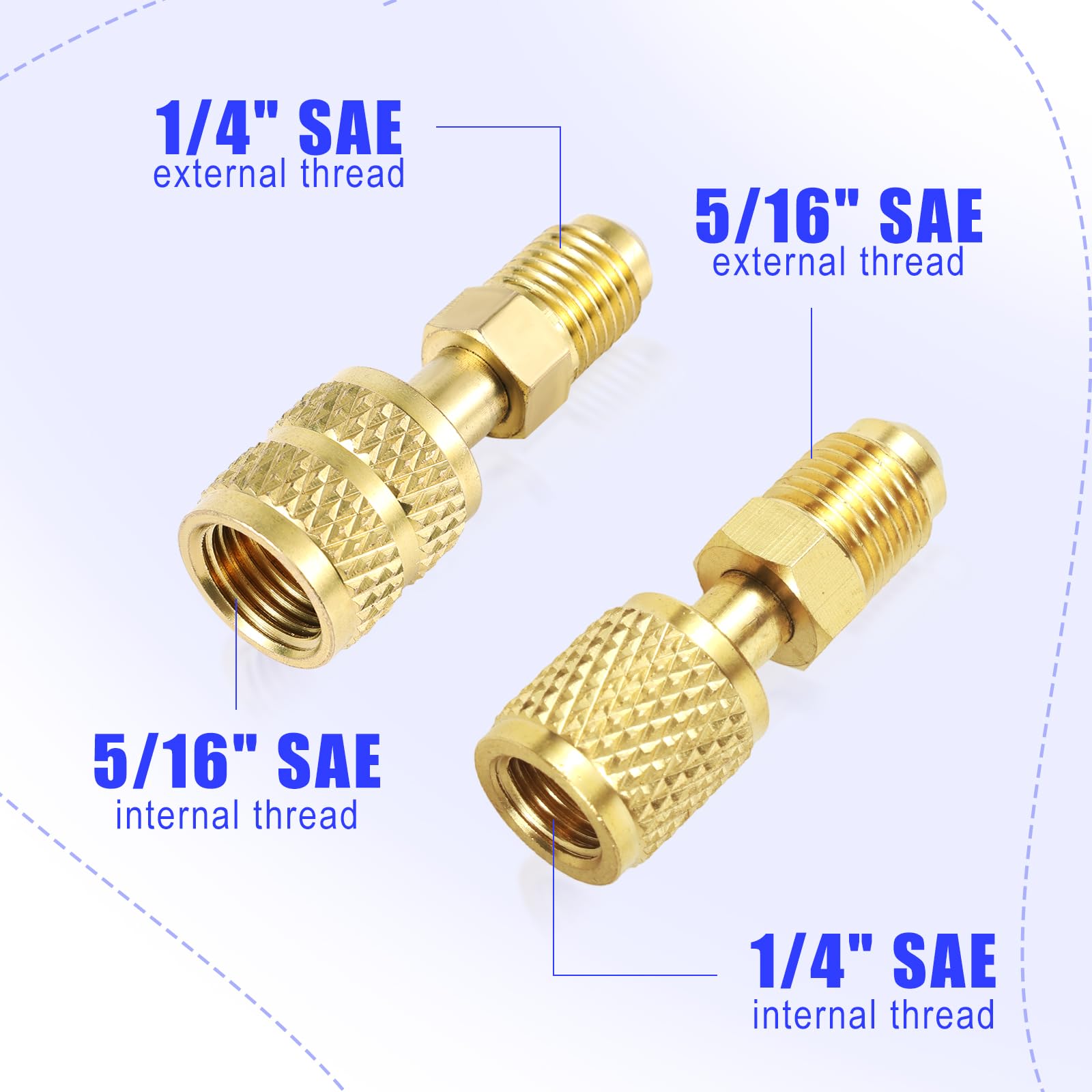 lasuroa 22 Pezzi Kit Adattatore R410A, Dritto e Angolato Adattatore Mini Split Connettori Attacco Femmina 5/16" e Attacco Maschio 1/4" per Condizionatori d'Aria HVAC Impianti di Refrigerazione