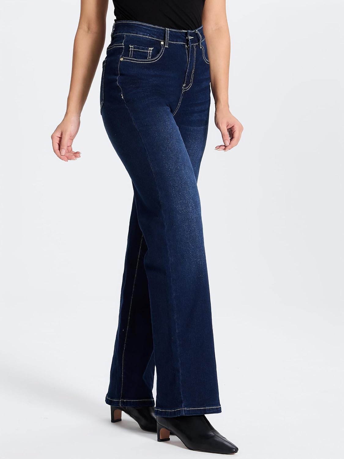 SEVEGO Women’s 32/34/36 Tall Straight Leg Jeans Mid Waisted Stretchy Loose Denim Pants Casual Baggy Jean Trousers