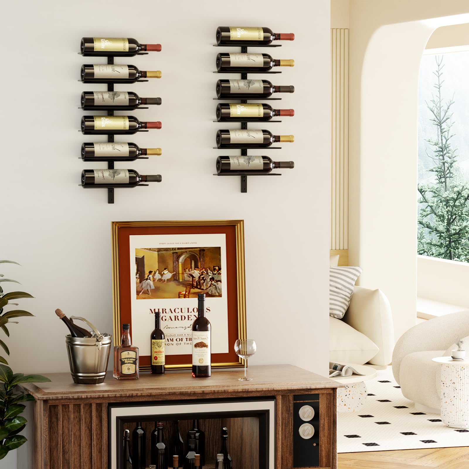 TJ.MOREE Wine Rack Wall Mount for 12 Bottles, Metal Holder for Wine Champagne, Liquor Storage - Image 3