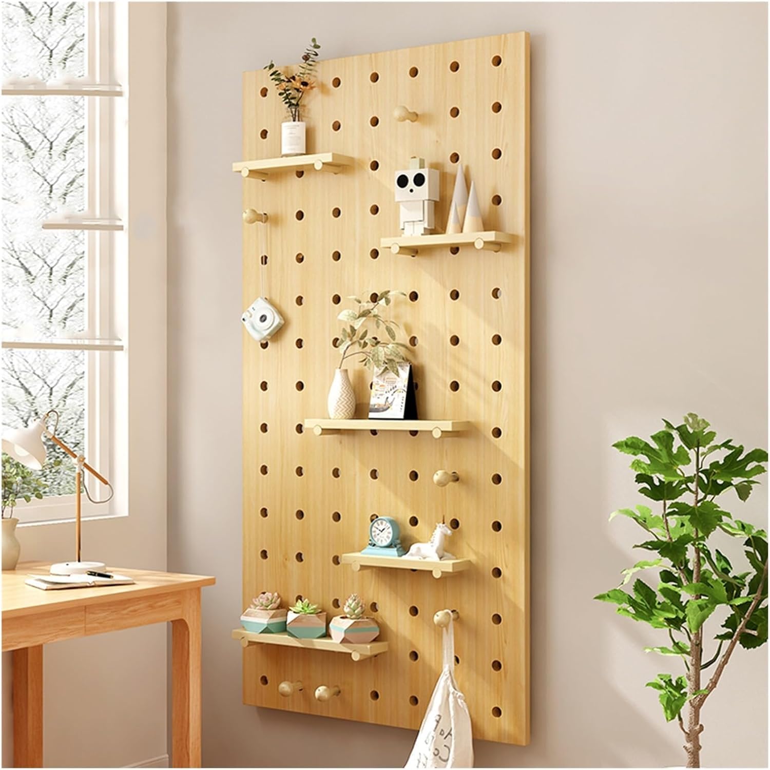 Stecktafel, Wand-Organizer, Aufbewahrung, Stecktafel, Wandhalterung, Massivholz, für Zuhause, Büro, Garage (60 x 120 cm)