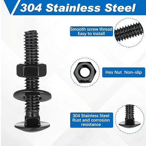 Miniatura 4 de Zonon 25 Juegos de Pernos de Carruaje y Tuercas de Acero Inoxidable de 1/4-20 x 1-1/2 pulgadas, Cabeza Redonda Cuello Cuadrado, Pernos de Carruaje