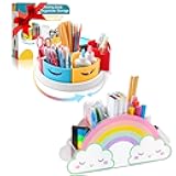 MeCids Art Supply Storage and Organizer - 360° Spinning Pen Holder and Pencil/Marker Organizer Caddy for Desk for Office, Classroom - Kids Craft Supplies Organization and Storage