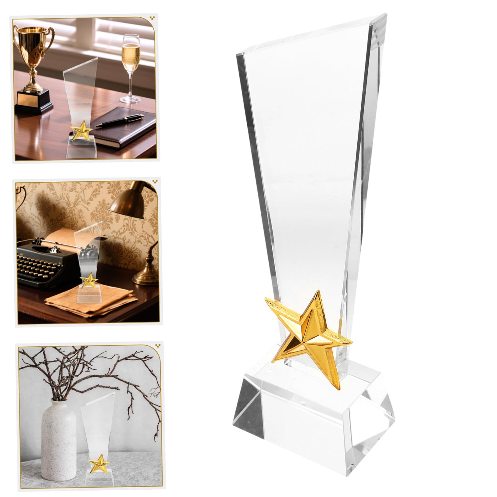 Cabilock de Cristal Creativo Estrella Cinco Puntas Copa Premio Deportivo Personalizable para Competición Fiesta Graduación y Reconocimiento Estudiantil