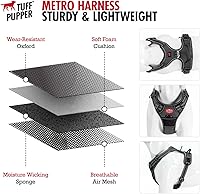 Vista 2 de Tuff Pupper Arnés para perro sin tirones, chaleco resistente para mascotas, clips para correa delantera y trasera, mango de seguridad fuerte