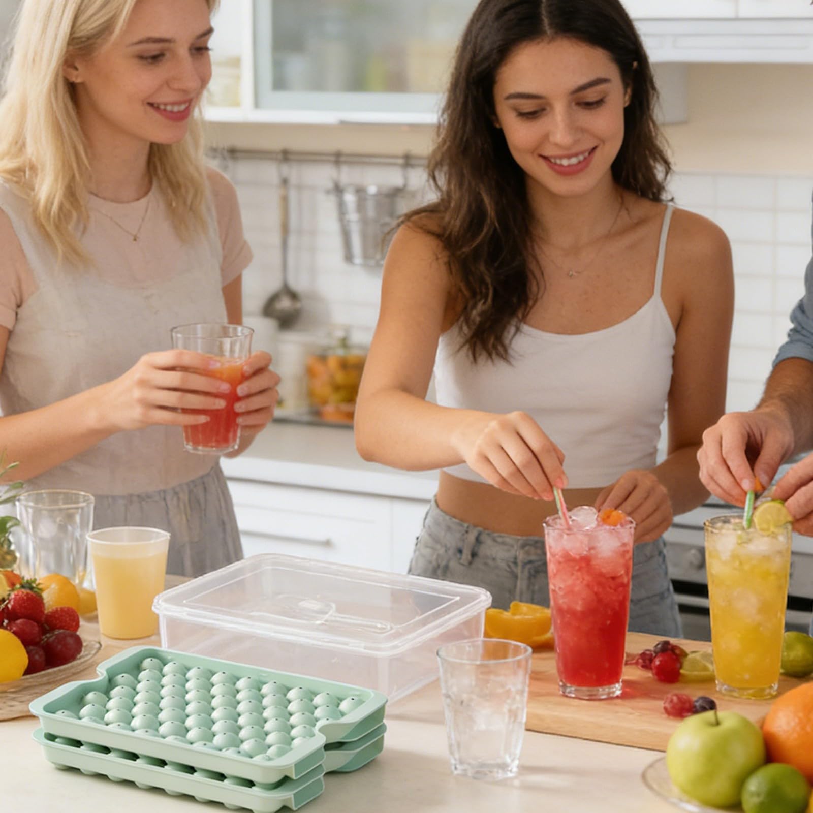 Générique Bac a Glacon, Glacons Moule de Qualité Alimentaire Avec Couvercles, Libère Tous Les Glaçons en une Seconde, Sans BPA, Bac à Glaçons bacs à Glaçons Carrés Faciles à Retirer