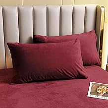 Cloth Fusion Flannel Warm Woolen Pillow Cover Set of 2 for Winter with Zipper Closure, Cozy Pillow Case Perfect for Warmth (18"X27" Inches, Maroon)