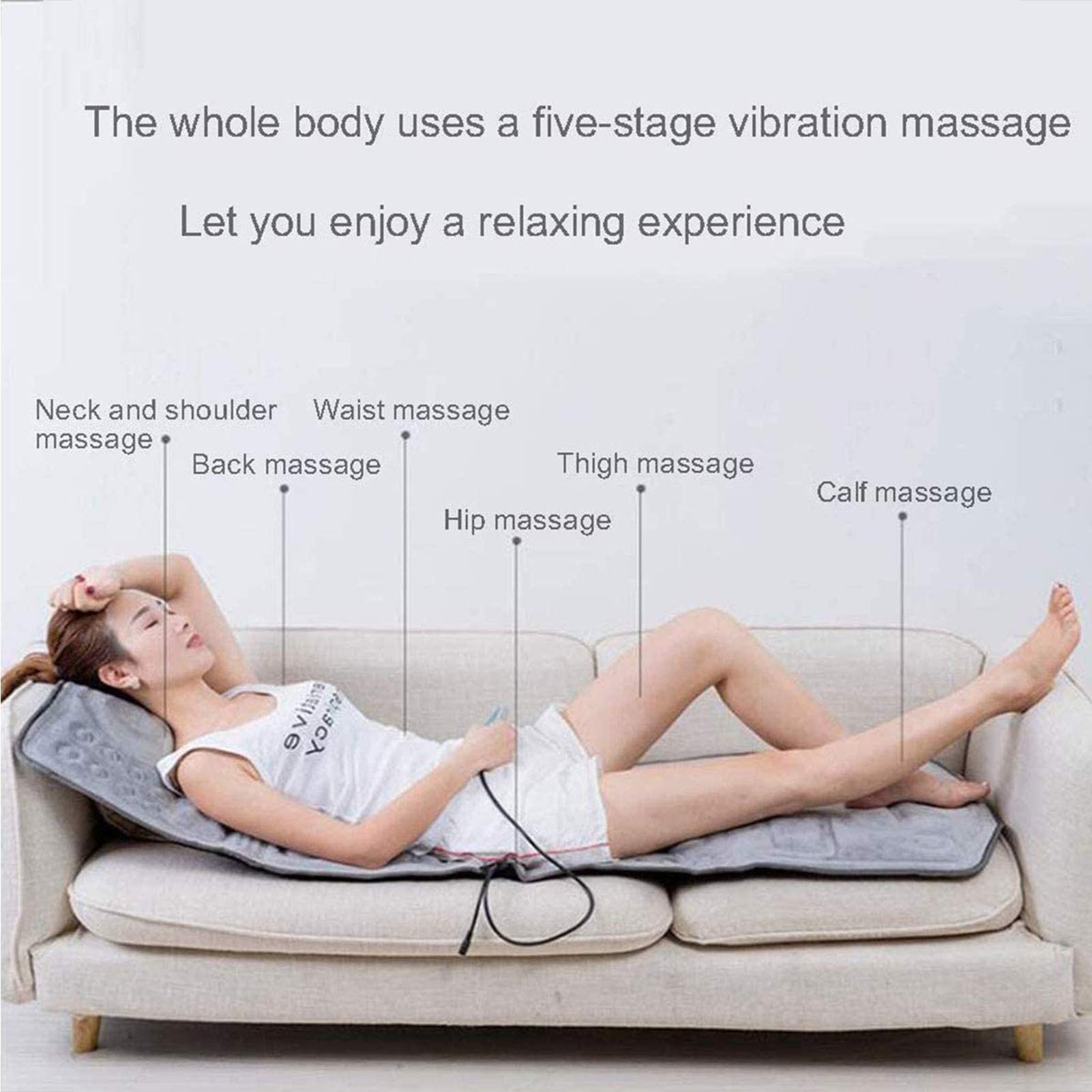 Colchón de Masaje térmico multifunción para Todo el Cuerpo, con calefacción y 9 Motores de vibración, Ideal para aliviar el Dolor de Cuello, Espalda, Cintura y piernas.