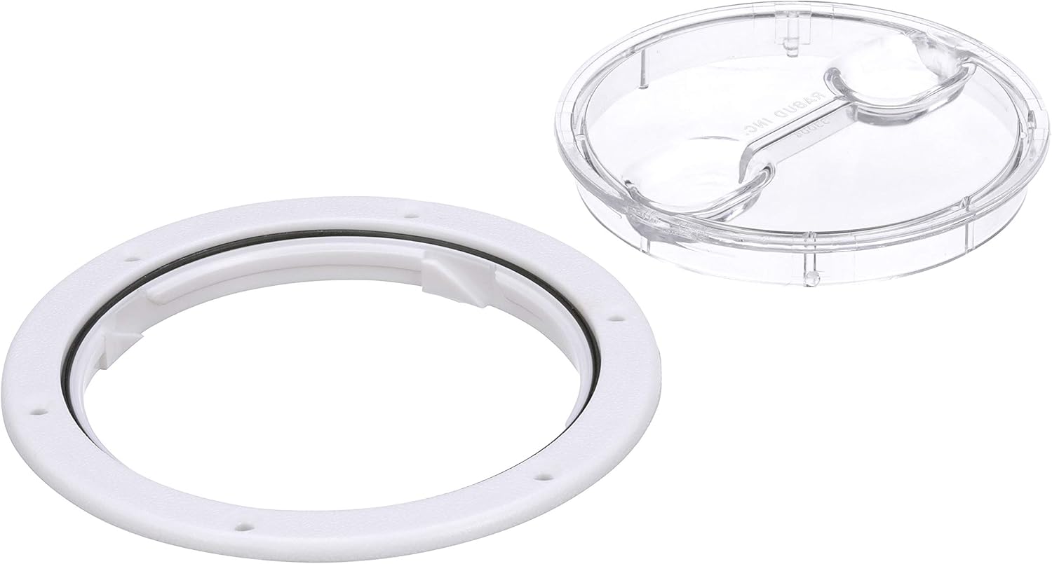 Seachoice Twist 'N' Lock Deck Plate, White w/Clear Insert, Up to 6-1/2 in. Diameter