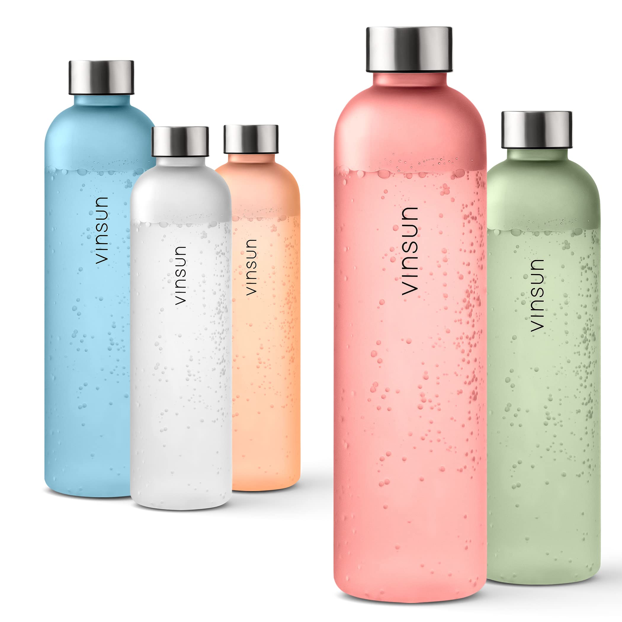 VINSUN Borraccia 1 litro in Tritan Rosa - Riutilizzabile, Senza BPA, Bevande Gassate - Bottiglia Acqua Sostenibile per Palestra, Bici, Sport, Scuola, Università
