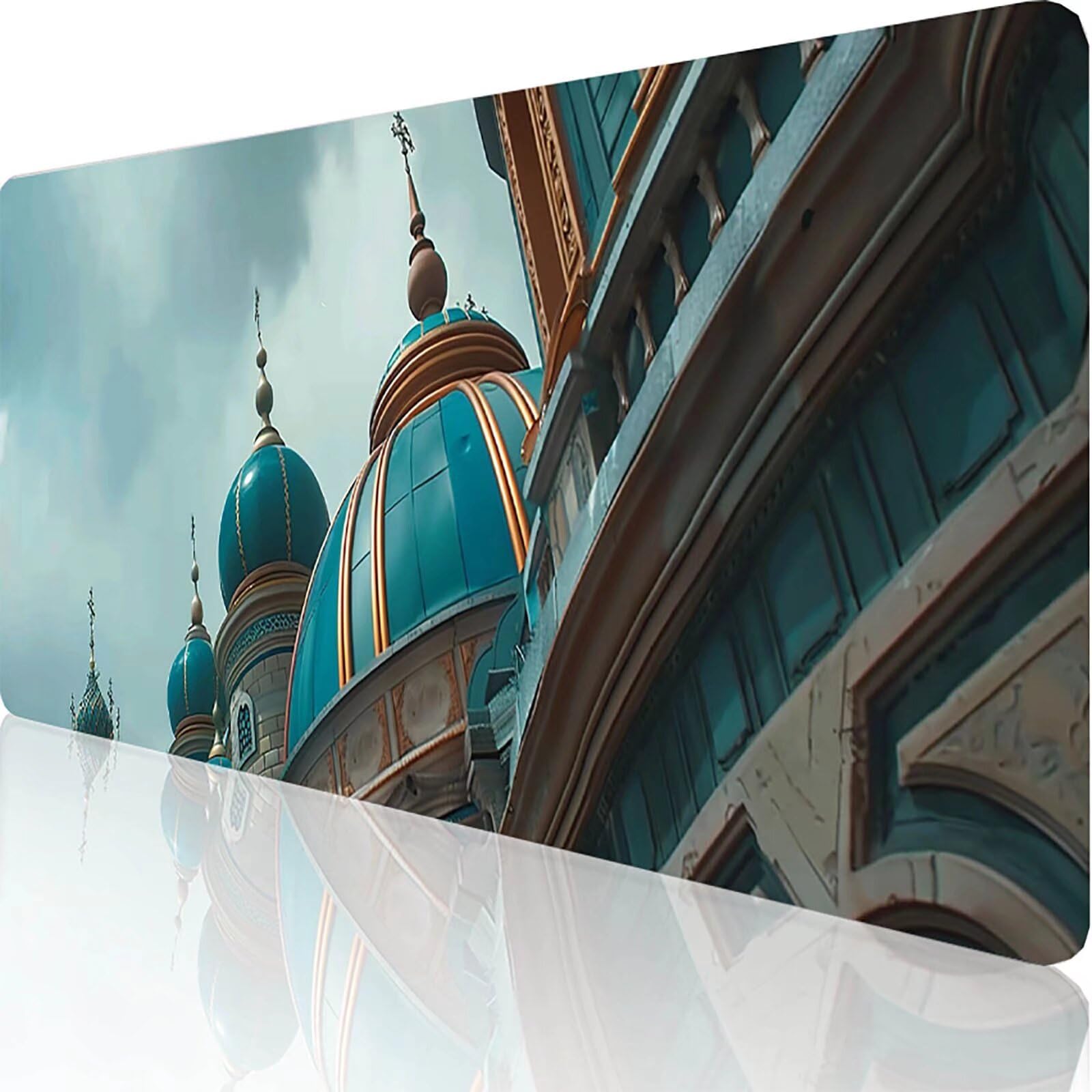 Gamingowa podkładka pod mysz, niebieska, XXL, 1400 x 600 x 3 mm, XXL, podkładka pod mysz, Taj Mahal, akcesoria dla graczy, z antypoślizgową podkładką, wodoszczelna i trwała, do ozdabiania myszy i