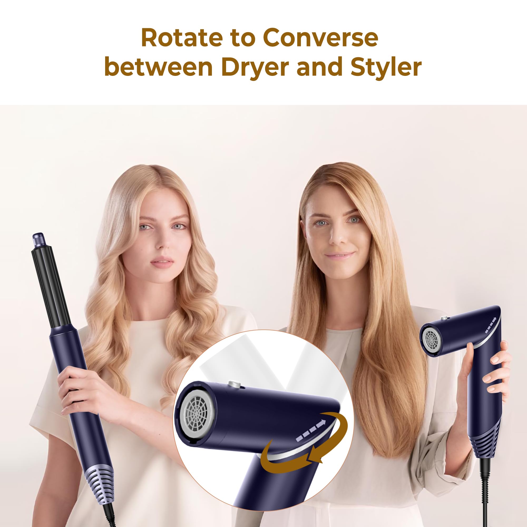 Air Brush 5 en 1, Hair Styler 5 en 1, Air Styler avec Sèche Cheveux Ionique, Brosse Soufflante, Fer à Boucler, Brosse Thermique, Brosse Lissante, Seche Cheveux 5 en 1 pour Sécher, Boucler, Lisser