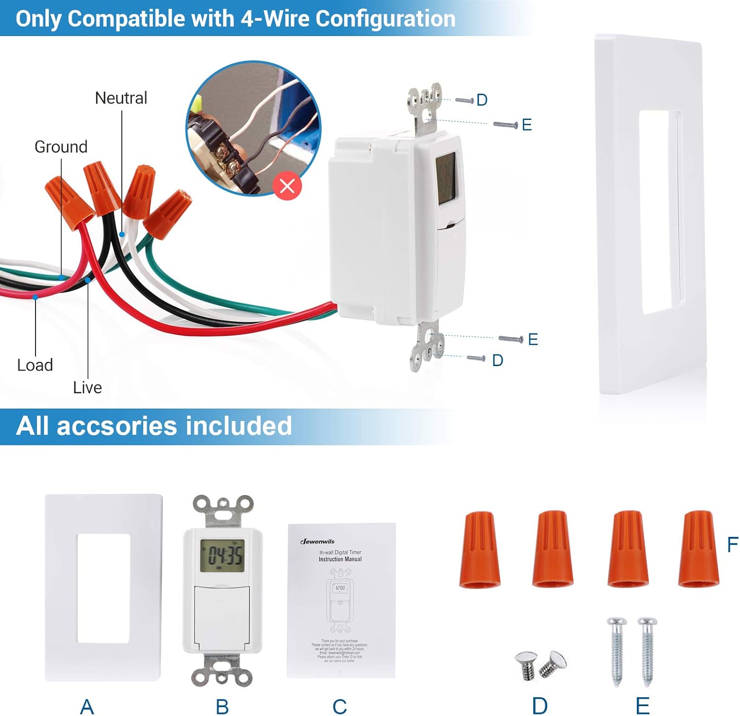 Wiring Diagram for DEWENWILS Timer Switch
