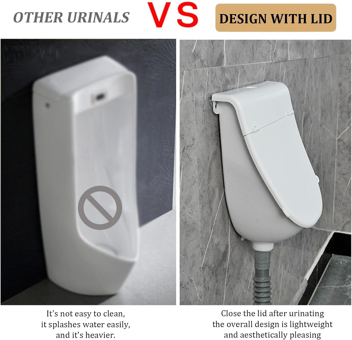 Plastic Urinals For Men,Bathroom Wall-Mounted Male Waterfree,Outdoor Toilet Urine Diverter, Waterless Urinals With Hose,for Bathroom,Garage,Basement,Backyard(Blue)