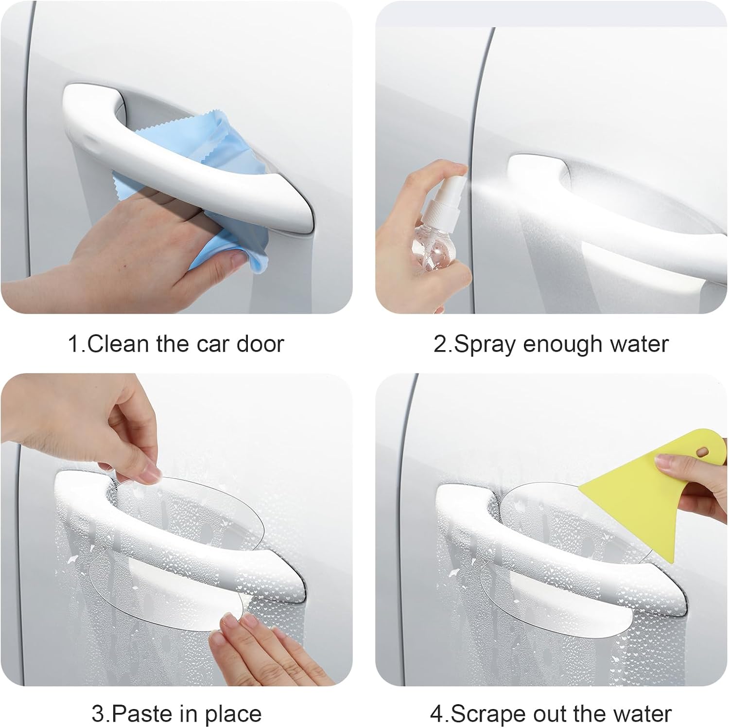 Sibba 20 PCS Car Door Handle Protectors Carbon Fiber Clear Protective Film Anti-Scratch Guard Self-Healing Paint Protection Decal Handle Cup Protector Universal Fit for All Vehicles SUVs Trucks