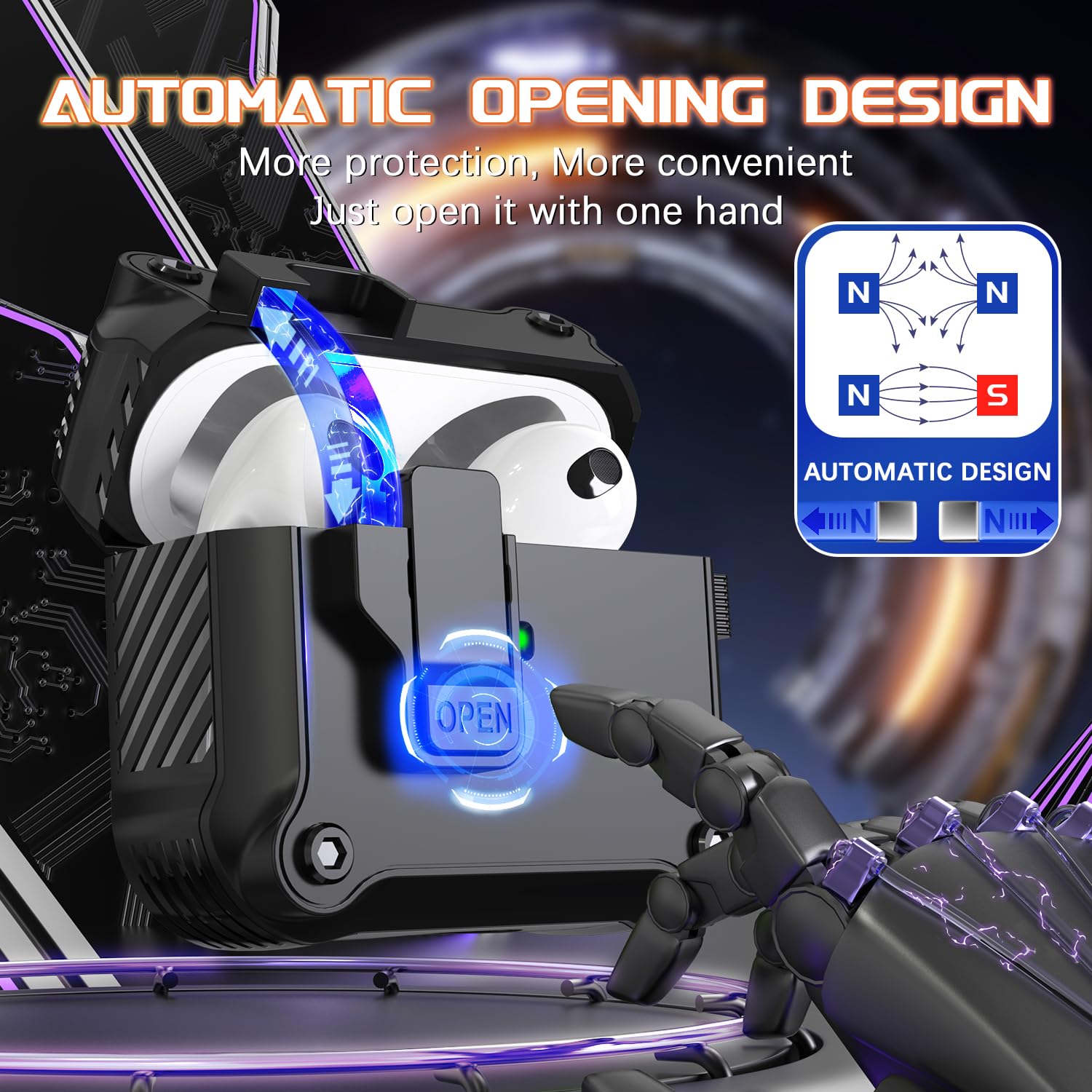 Airpods 第 3世代用ケース　安全なロック クリップ付き　ブラック AirPods4 AirPods Pro 3 ケース ロック付き airpods Pro3 Pro2