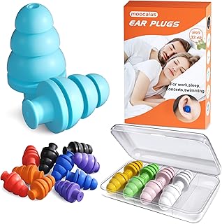 New Type Ear Plugs for Sleeping Noise Cancelling, 10 Pairs Reusable Earplugs for Travel, Work, Sleeping, Concert, Snoring,10 Colors, 33dB Highest SRR (10 Colors)