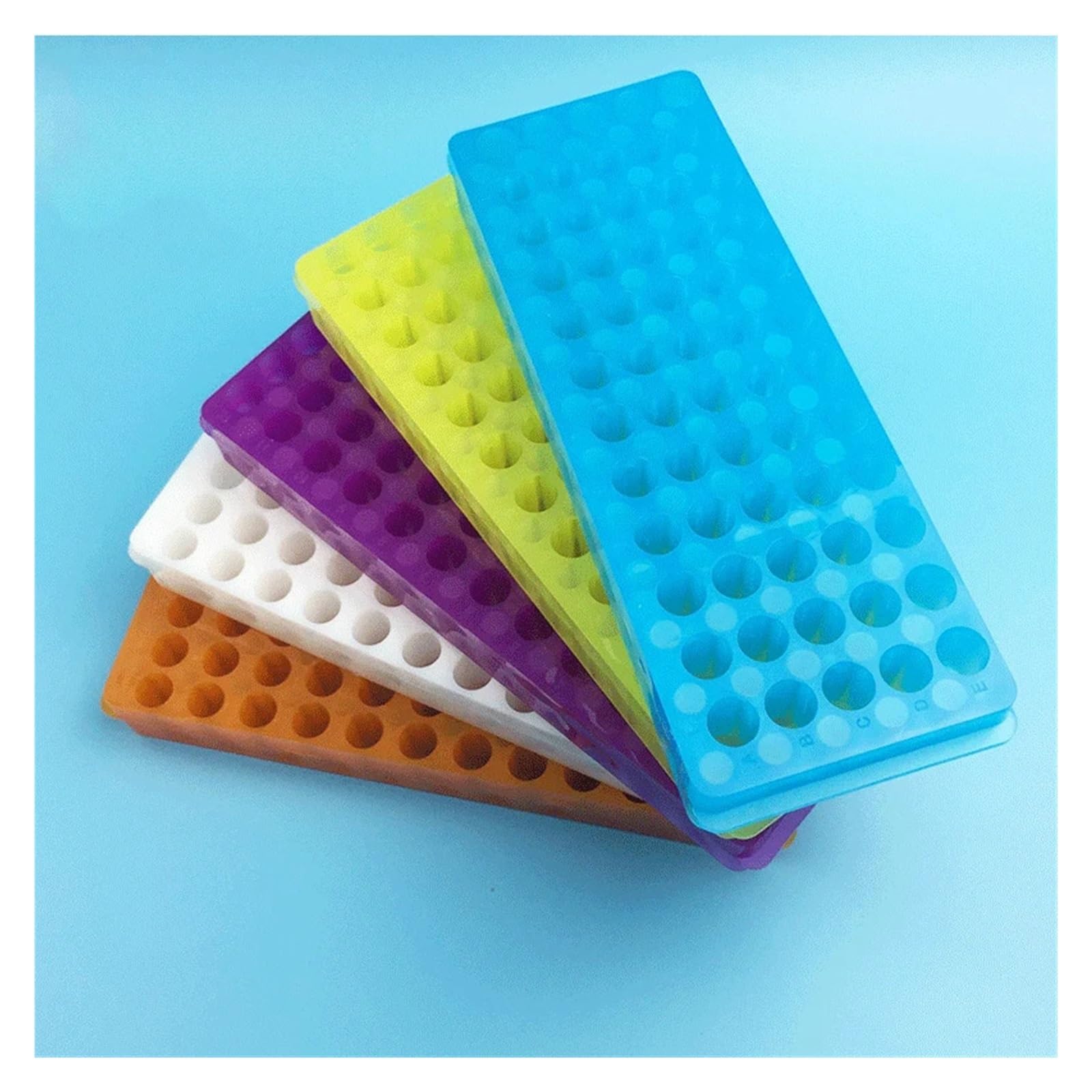 yingyingjia 5 szt. stojak na probówki podwójny panel 60 pozycji polipropylen PCR do probówek mikrocentrifugowych 0,2/0,5/1,5/1,8/2,0 ml