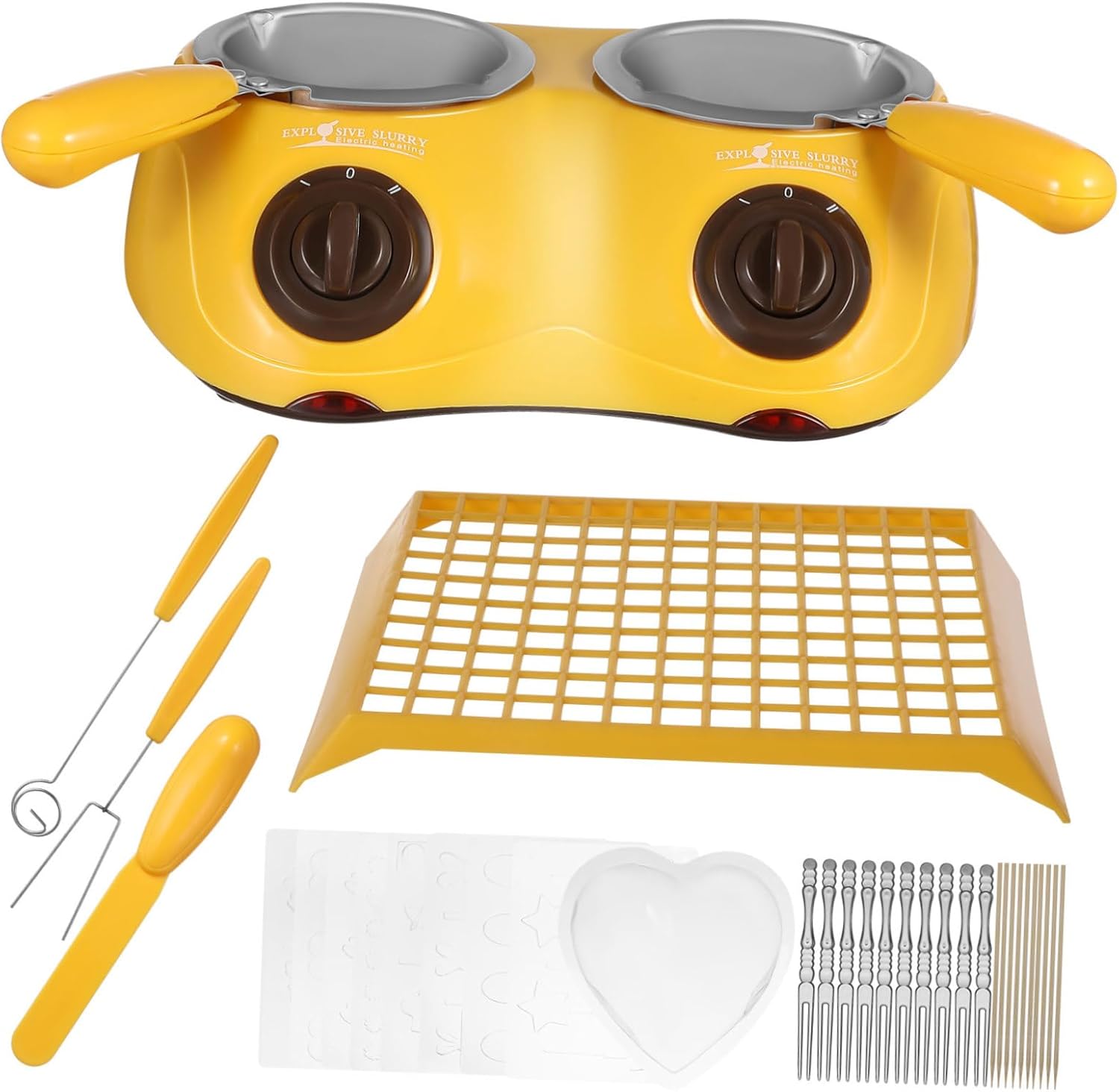 Cabilock Electric Chocolate Melting Pot with DIY Molds 110V Double Boiler for Chocolate -Grade Material for Fondue and Candy Making Includes Accessories