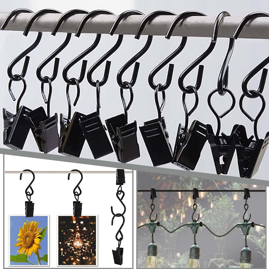 48 Clip Gancio A S Per Tende, Luci E Decorazioni - Morsetti Metallici Multiuso Per Casa, Ufficio E Feste - Foto 3