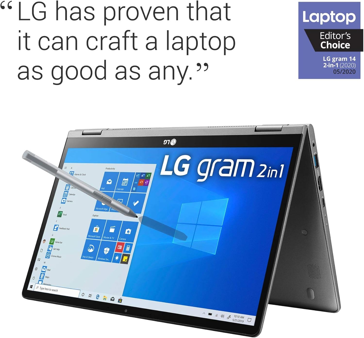 Nеw Prоduсt LG Gram 14T90N 14 WQXGA (1920 x 1080) 2-in-1 Lightweight Touch Display Laptop, 10th Gen Core i7 , 16GB RAM, 1TB SSD, USB-C, HDMI, USB- Silver