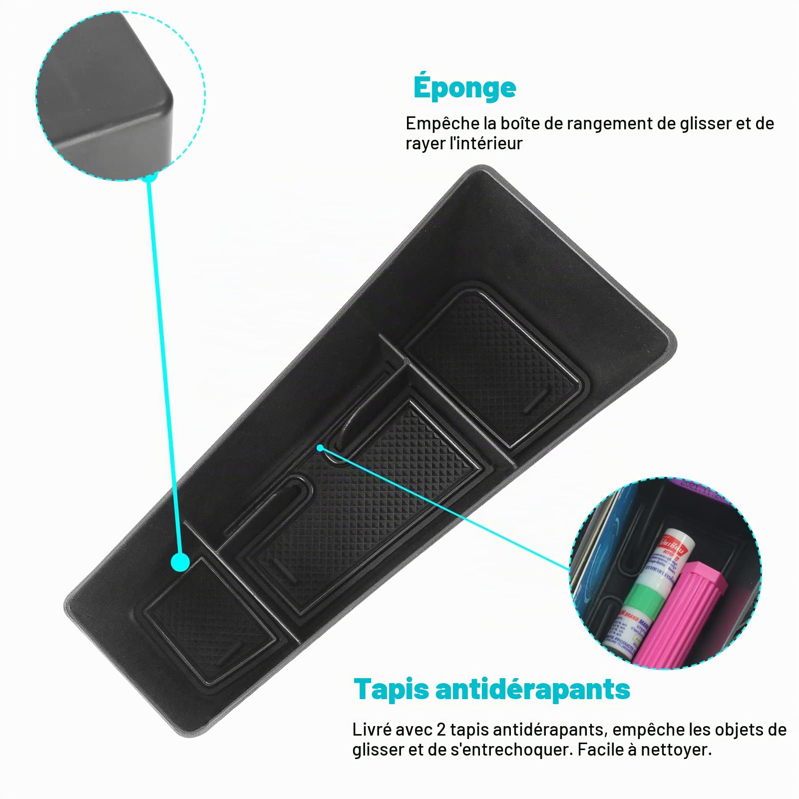 CDEFG Compatible avec Skoda Enyaq iV 2021 2022 2023 2024 2025 Organisateur de console centrale Boîte de rangement Boîte à gants Rangement Voiture Center Console Plateau Enyaq iV 80 Accessoires