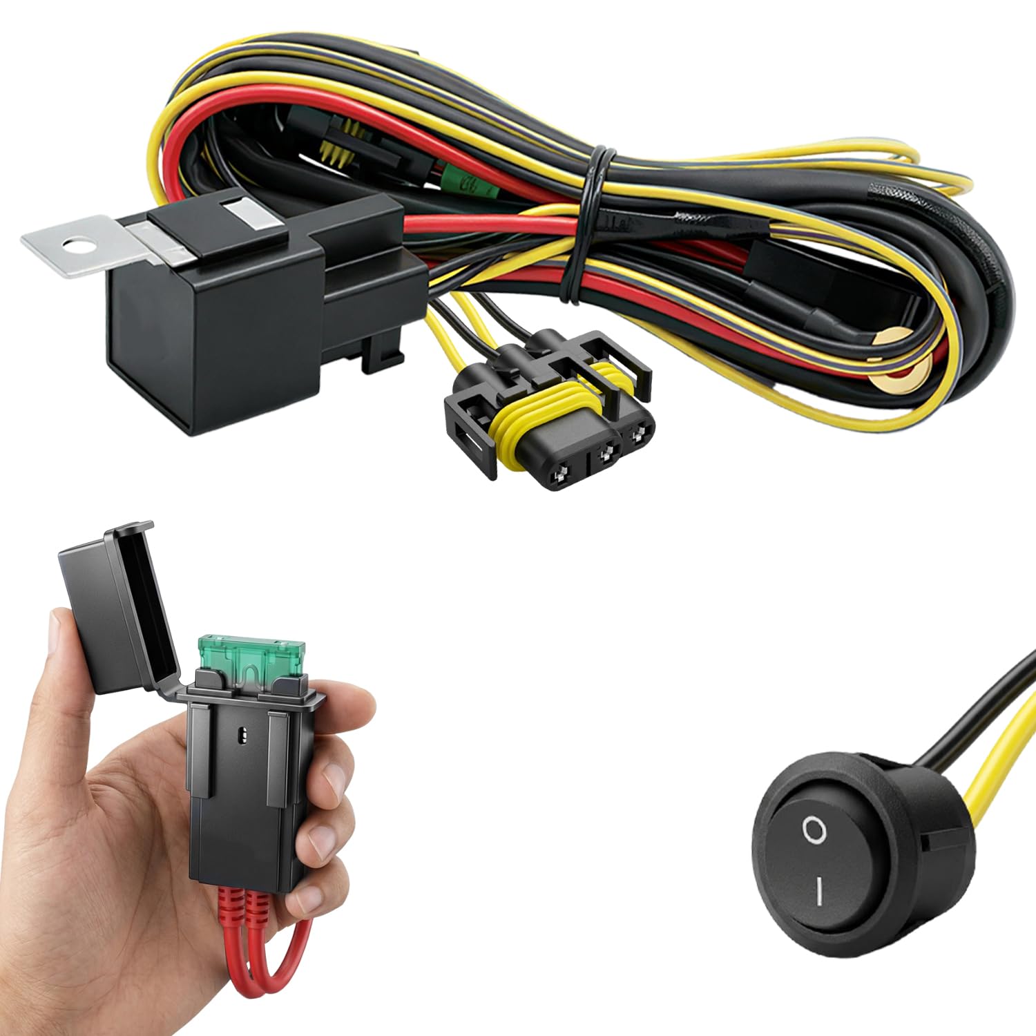 Carzex H8/ H11 Heavy Duty Relay Wiring Harness Kit Supports High Power UPTO 300 Watts, 5 Pin Adapter Cable Plug for HID Fog Lamps with Hi/Lo Beam Switch & Safety Fuse (No Bulbs Included)-image-46