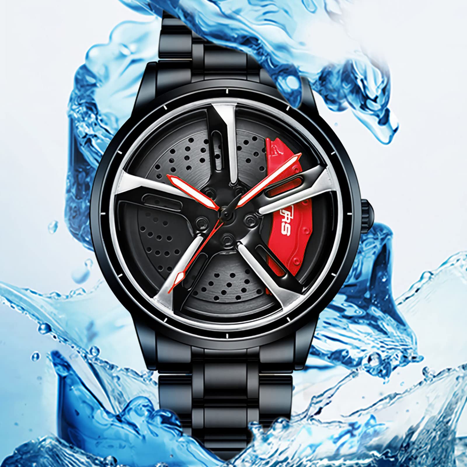 Mihawk Reloj Cubo Llanta Coche 3D Hombre Deportivo Impermeable Cuarzo X-RS7