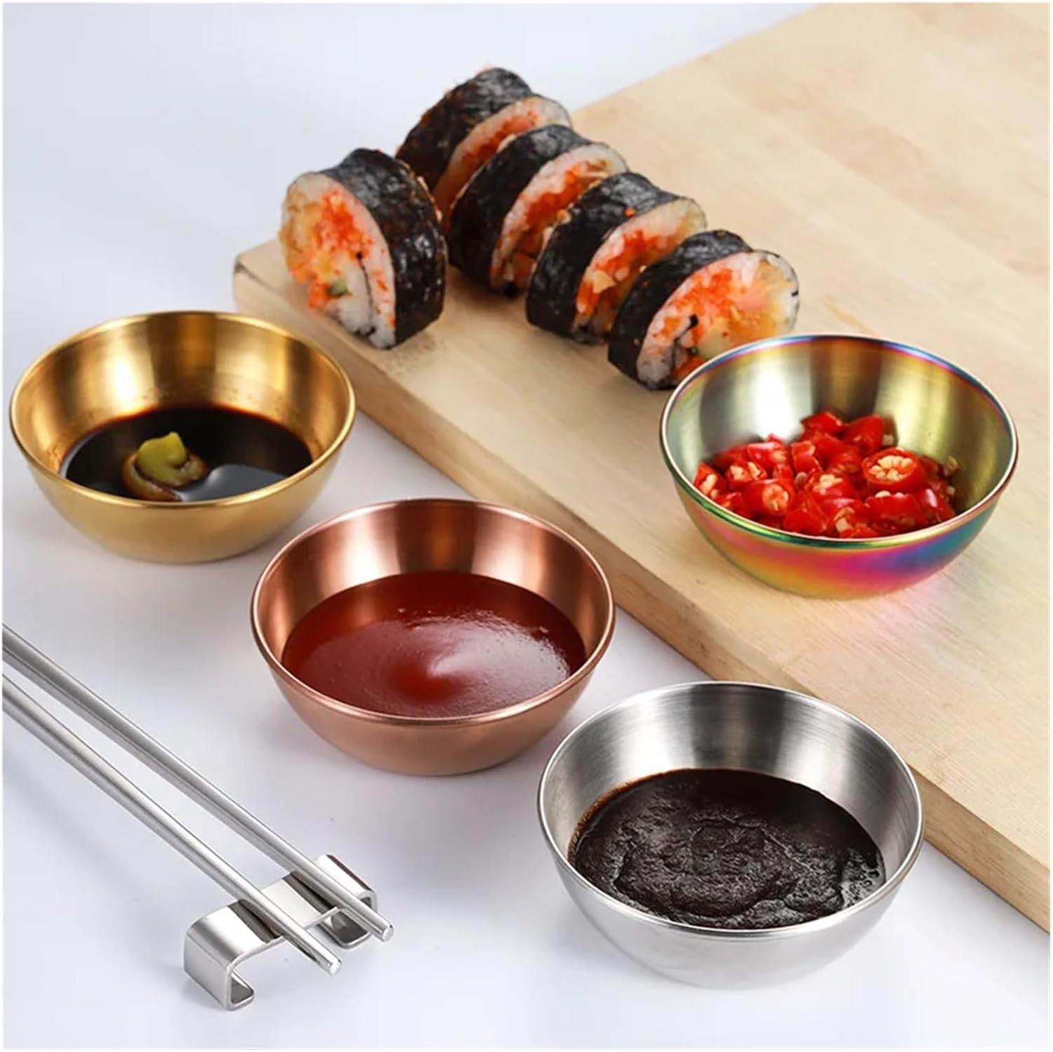 Mixing Bowls, Stainless Steel Mixing Bowl 3pcs Soy Sauce Dish Small Seasoning Home Hotel Kitchen Dipping(3pcs Black)
