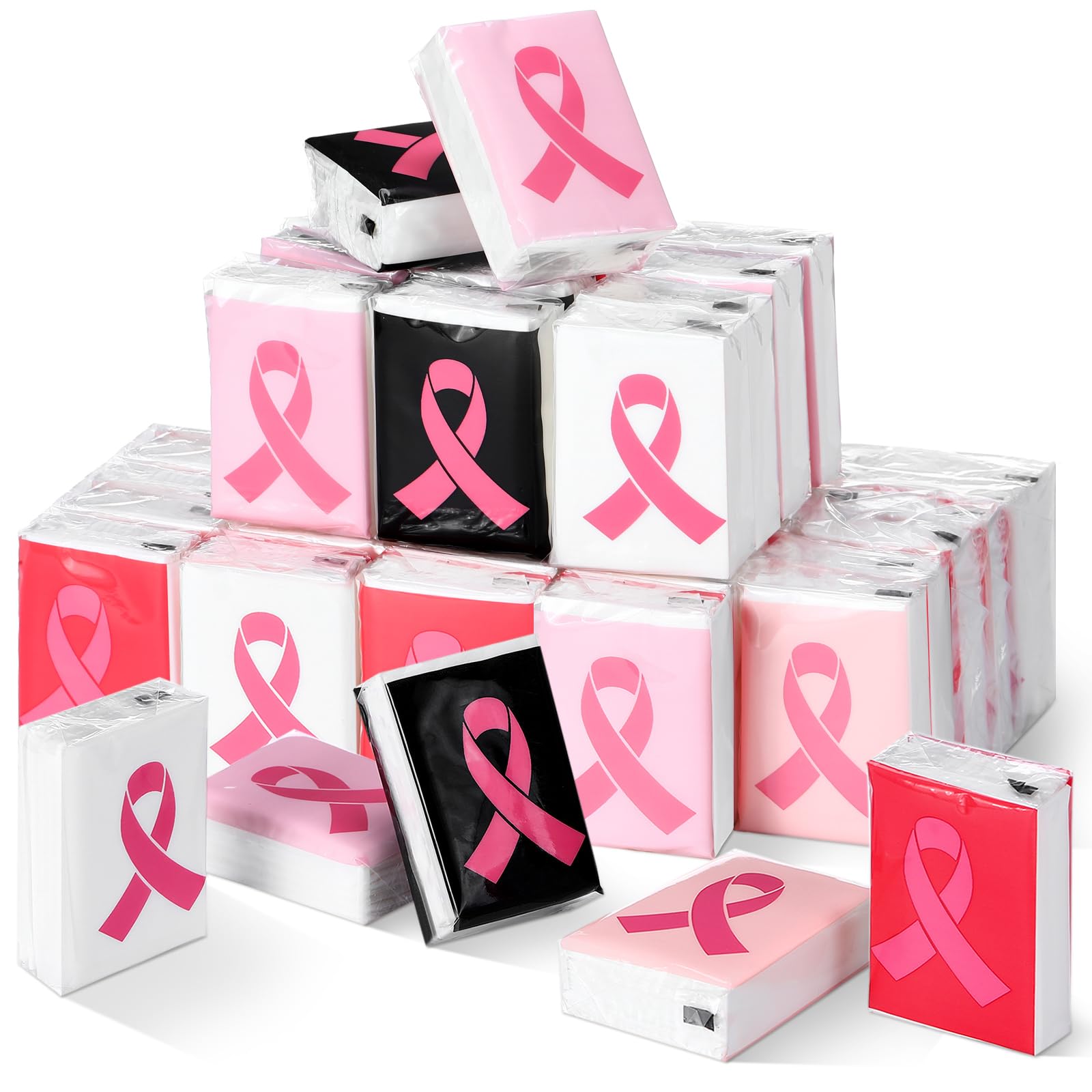 Honoson Confezione da 100 fazzoletti di carta velina rosa per sensibilizzazione sul cancro al seno, per borse di sensibilizzazione, fazzoletti da viaggio per eventi di beneficenza, regalo per donne