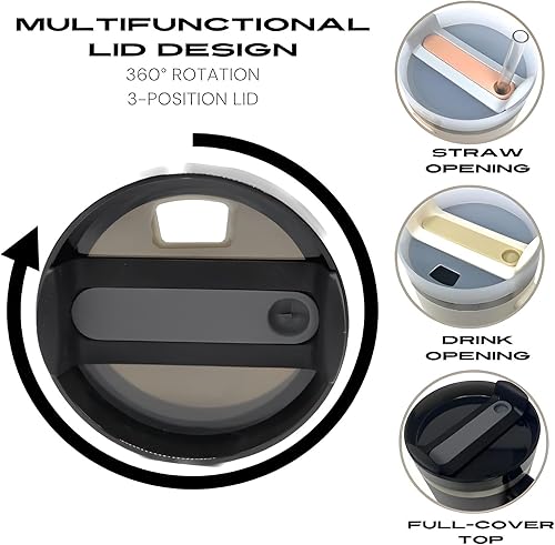 Miniatura 7 de MPDA - Vaso de 40 onzas con asa y tapa con pajilla, vasos aislados de acero inoxidable, botella de agua de viaje, taza de café reutilizable para